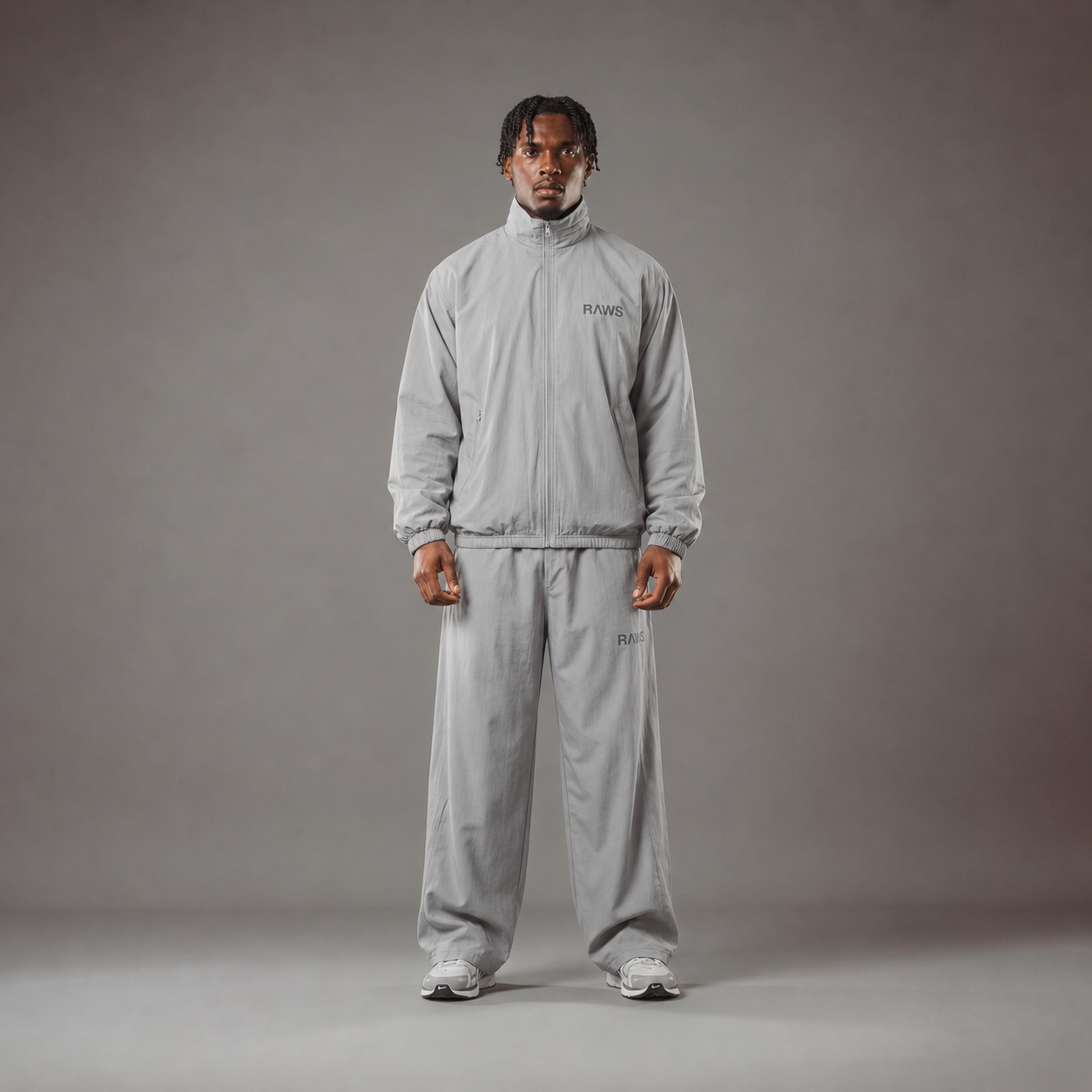 RAWS Men's Essentials Nylon Tracksuit Jacket - Grey | Premium Everyday Activewear