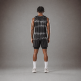 Camiseta sin mangas de malla para correr RAWS para hombre - Negro teñido / Rojo | Malla transpirable de alto rendimiento