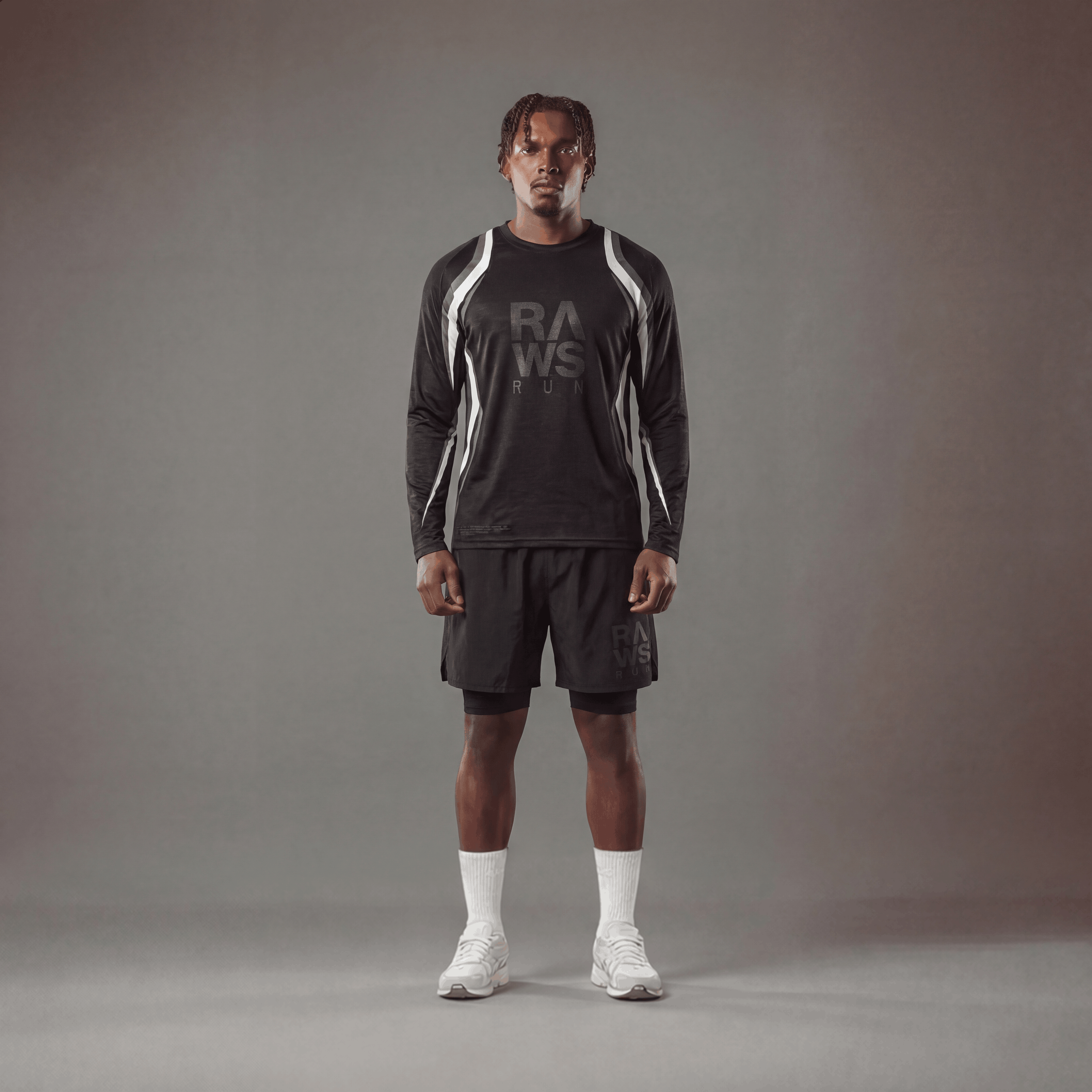 RAWS RUNNING COMPRESSION SHORTS  : BLACK / BLACK