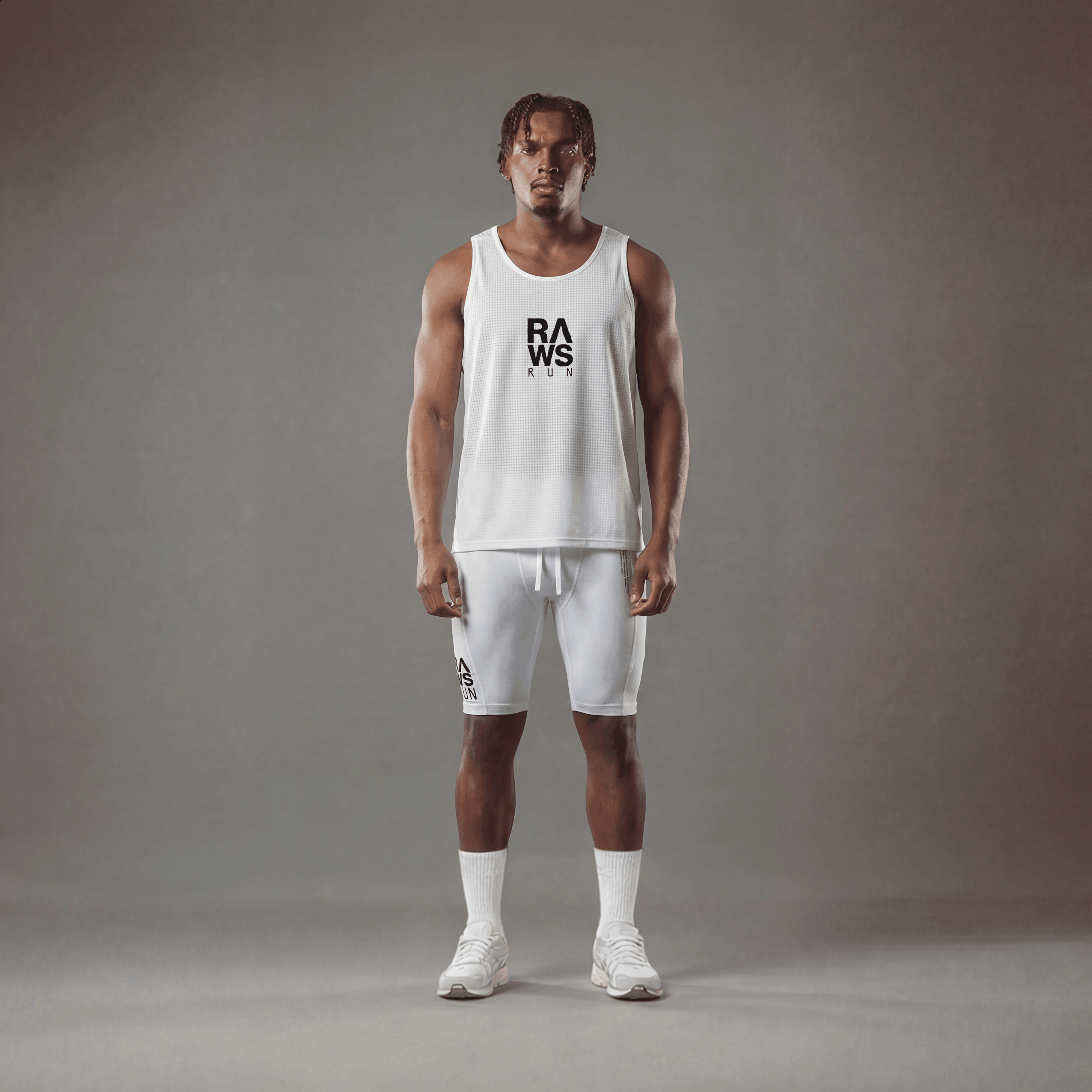 RAWS MESH RUNNING VEST : WHITE / BLACK