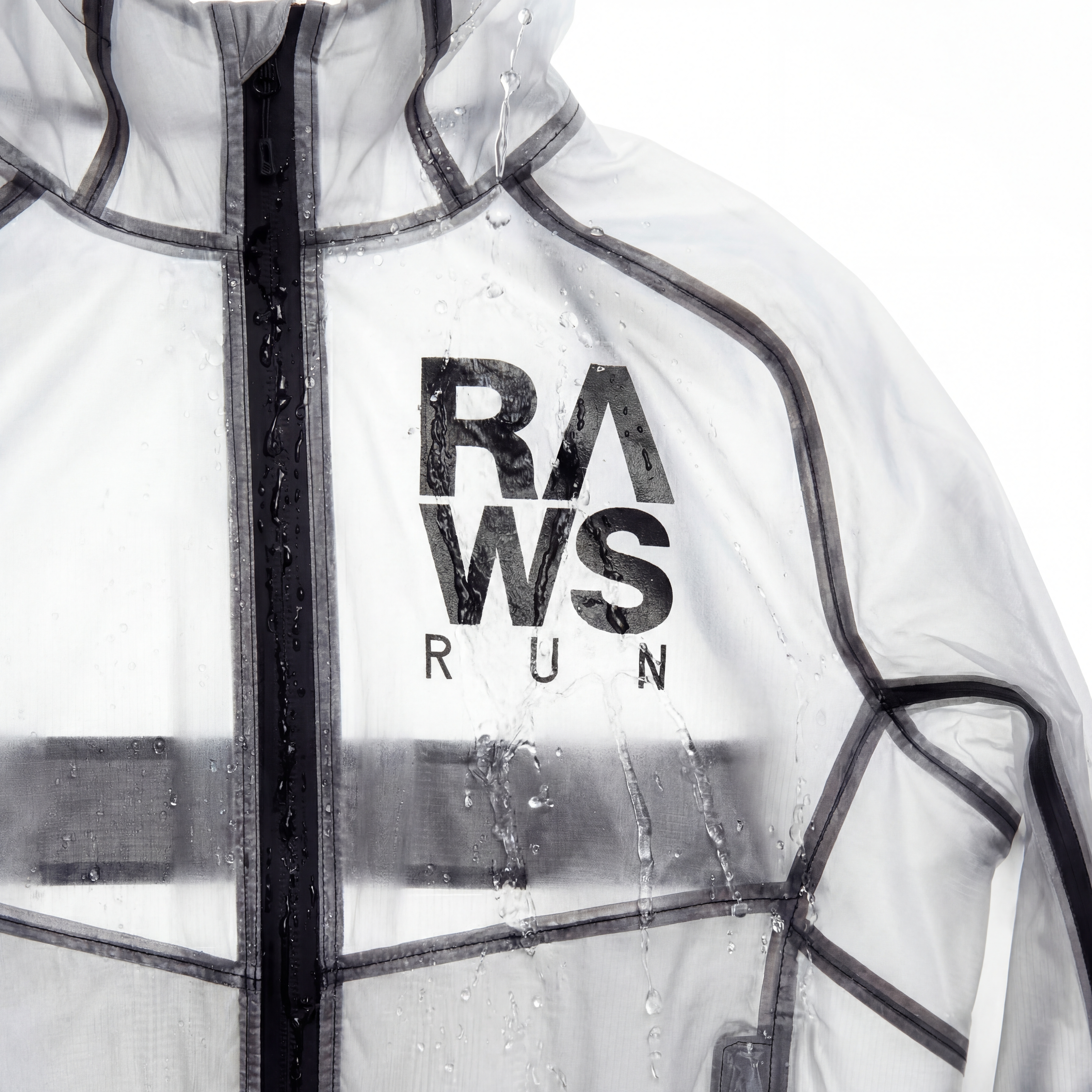RAWS Men's Running Windbreaker Jacket - Translucent White | Lightweight Windproof Performance