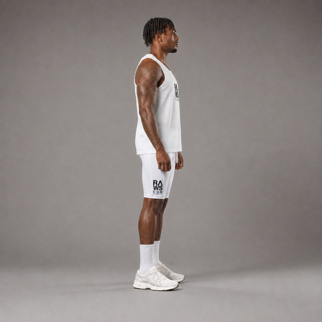 Mallas de compresión para correr RAWS para hombre - Blanco / Negro | Compresión de alto rendimiento