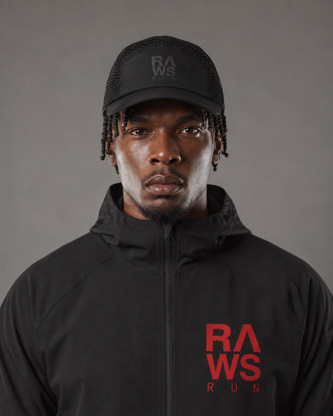 Gorra de running Ripstop de RAWS - Negro / Plata | Ropa deportiva de alto rendimiento para correr