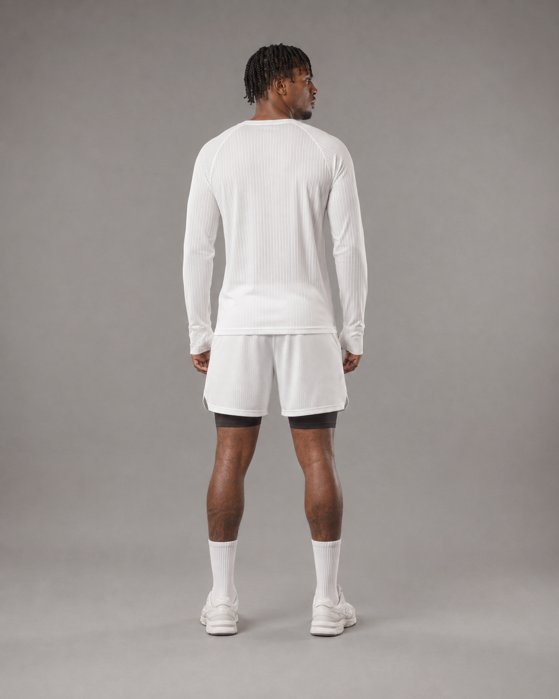 RAWS Men's Ribbed Base Layer Long Sleeve - White | High Performance Training