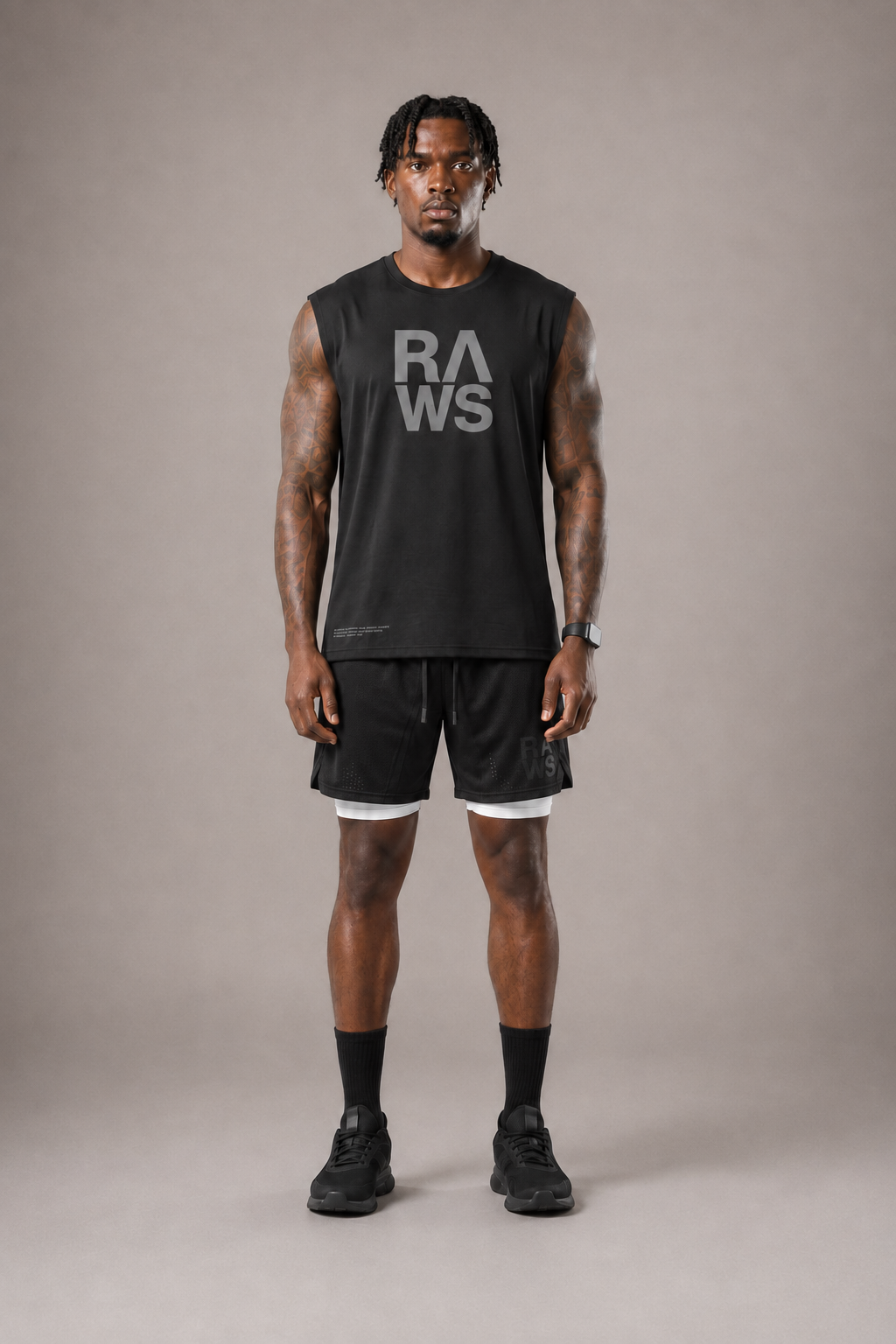 RAWS Men's 2-in-1 Training Shorts - Black | High Performance Training