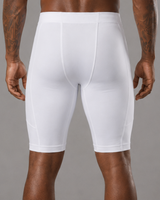RAWS Men's Running Compression Half Tights - White / Black | High Performance Compression