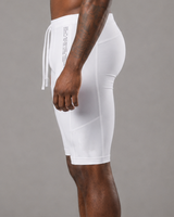 RAWS Men's Running Compression Half Tights - White / Black | High Performance Compression