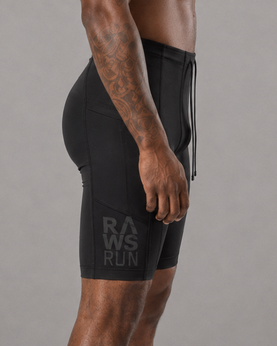 RAWS Men's Running Compression Half Tights - Black / Grey | High Performance Compression