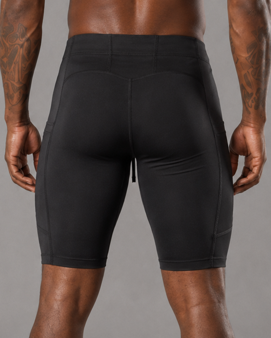RAWS Men's Running Compression Half Tights - Black / Grey | High Performance Compression