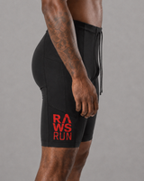 RAWS Men's Running Compression Half Tights - Black / Red | High Performance Compression