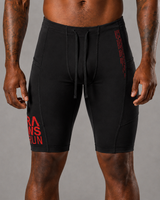 RAWS Men's Running Compression Half Tights - Black / Red | High Performance Compression