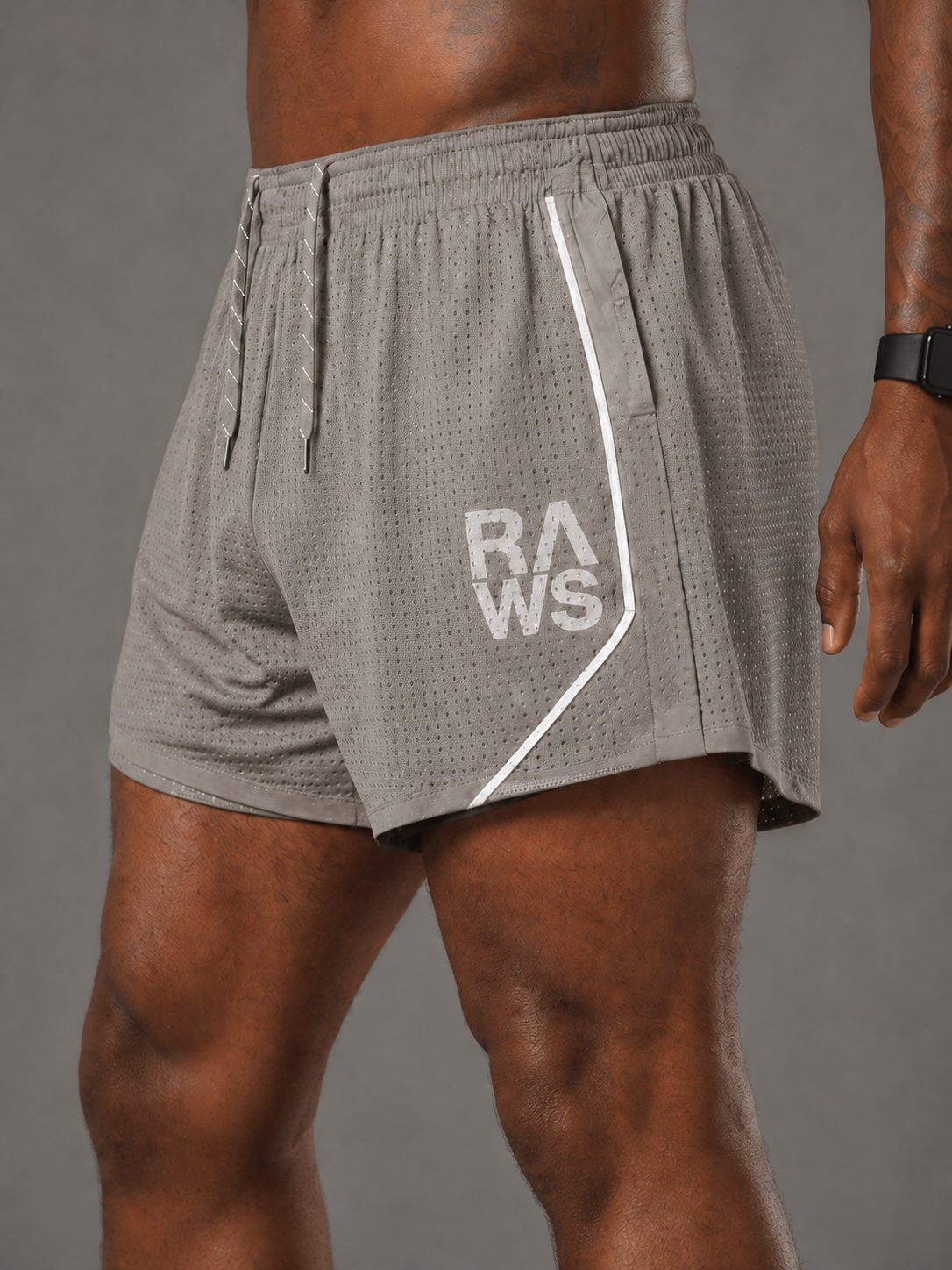 RAWS Men's Trail Mesh Shorts - Stone | Trail Running Performance
