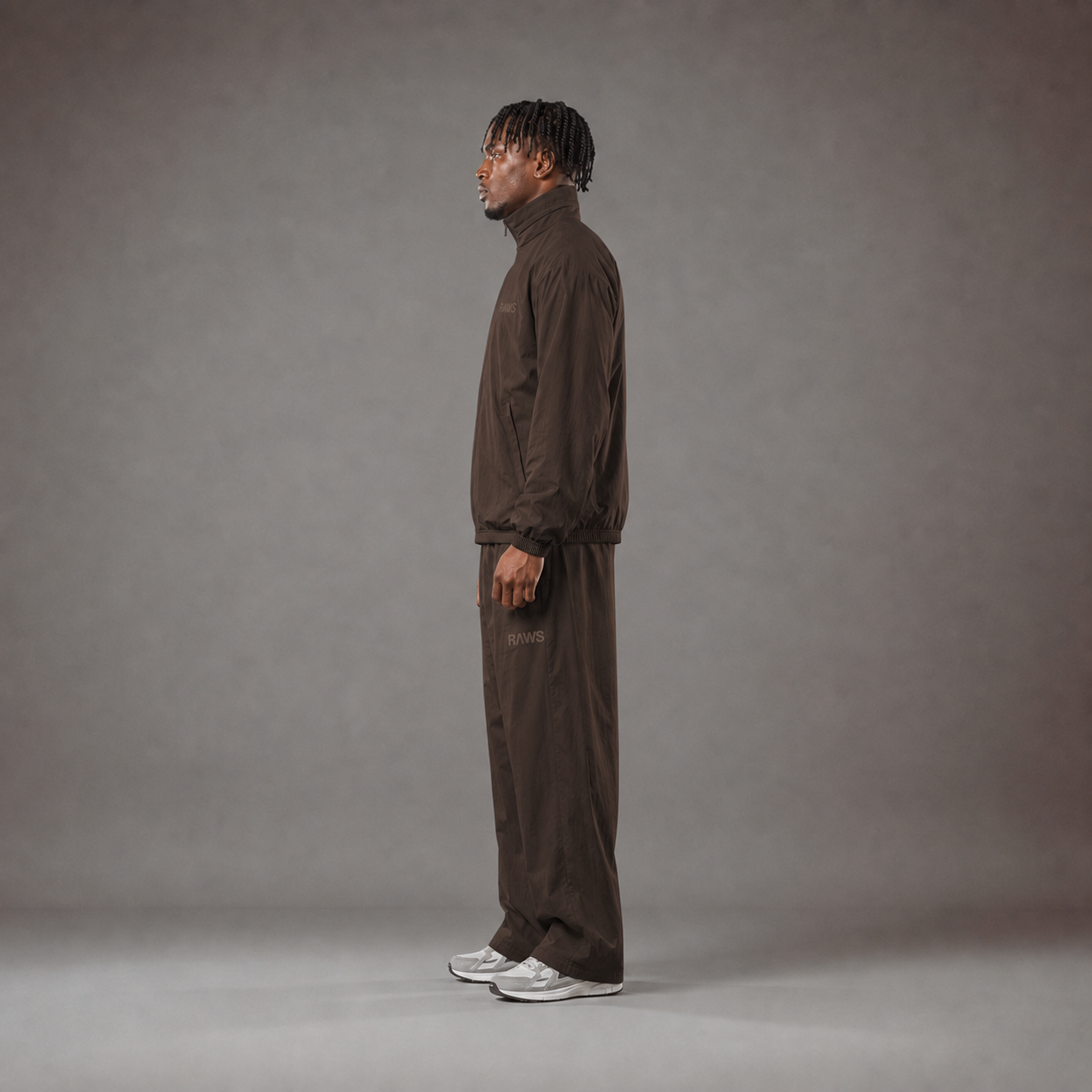 RAWS Men's Essentials Nylon Tracksuit Jacket - Brown | Premium Everyday Activewear
