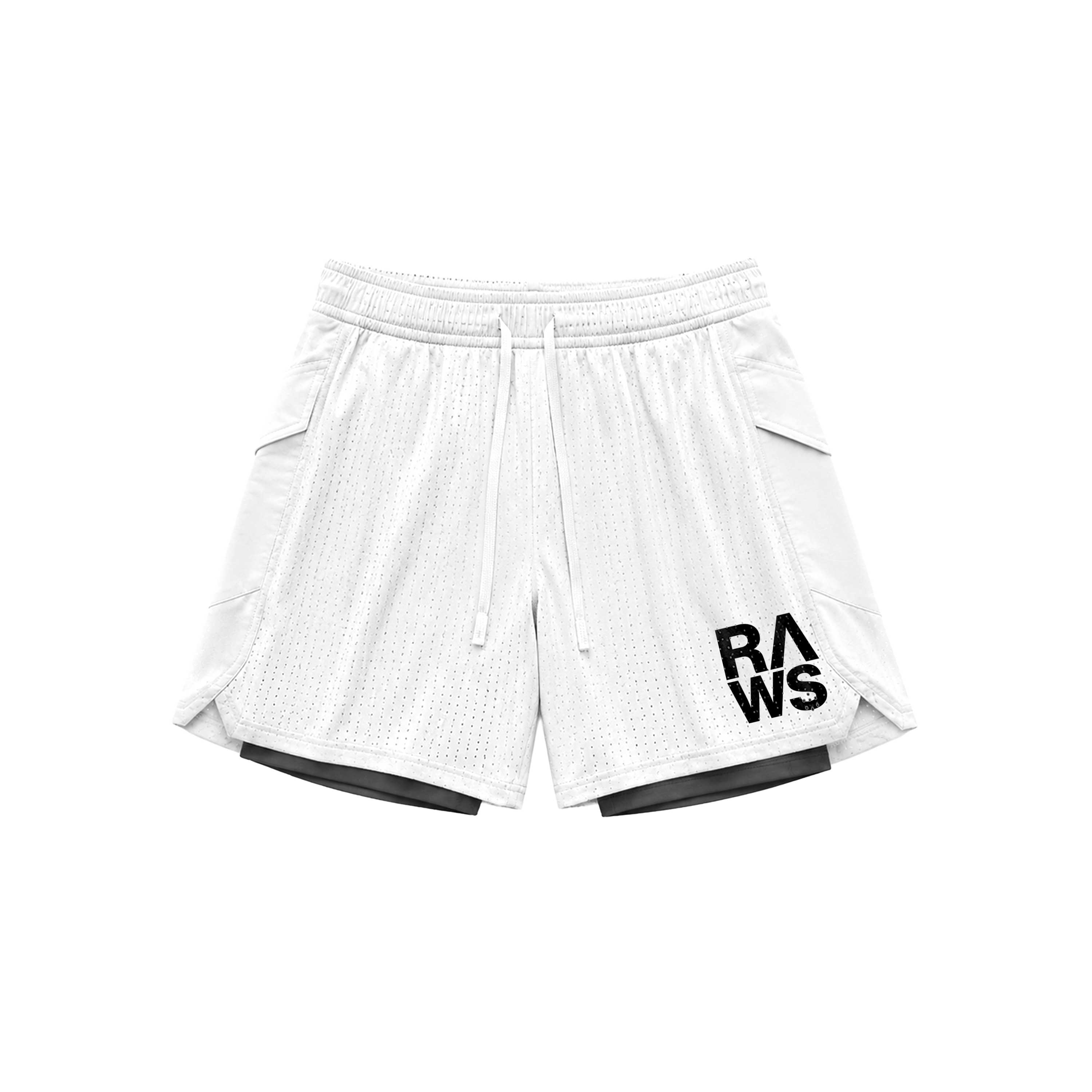RAWS Men's 2-in-1 Training Shorts - White | High Performance Training