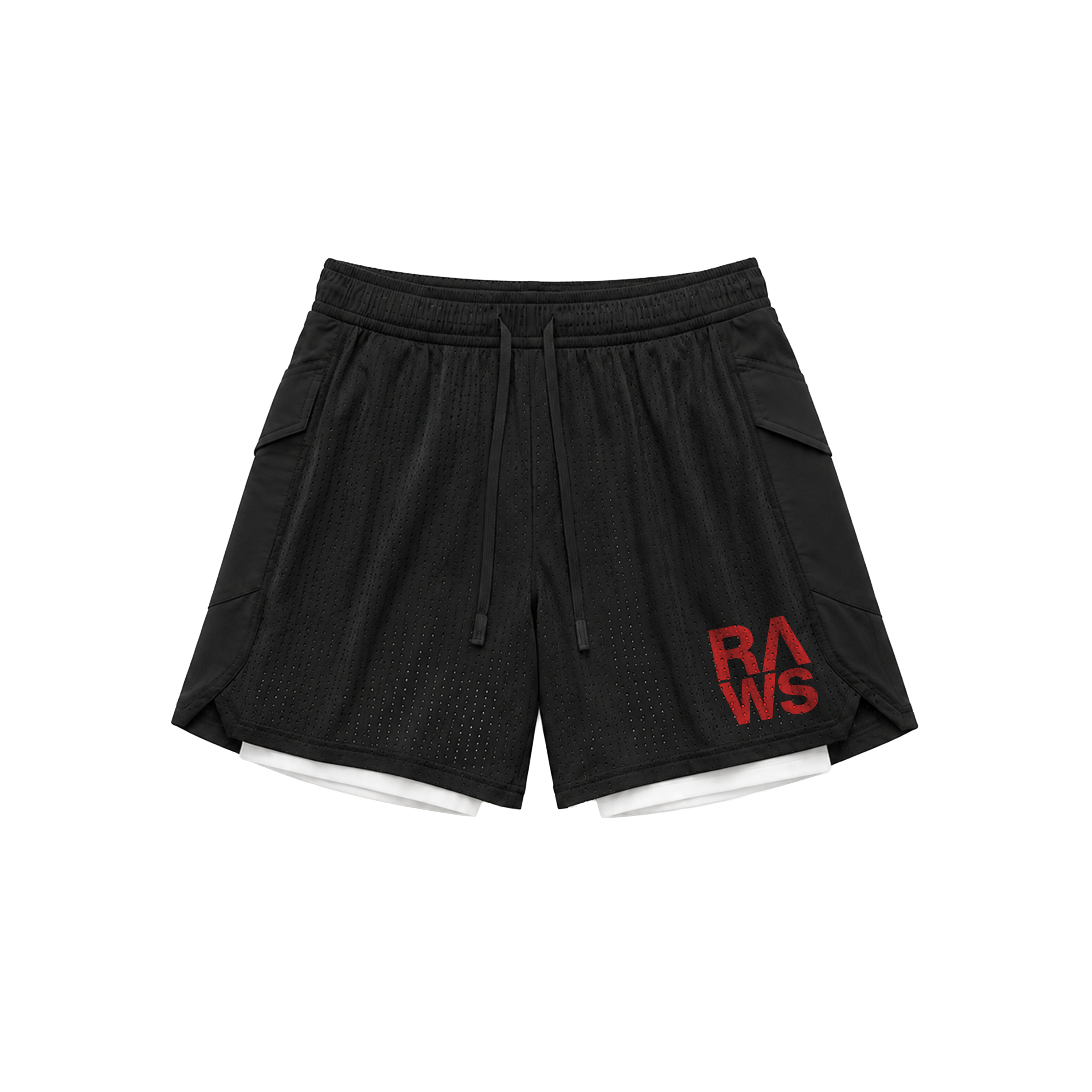 RAWS Men's 2-in-1 Training Shorts - Black / Red | High Performance Training