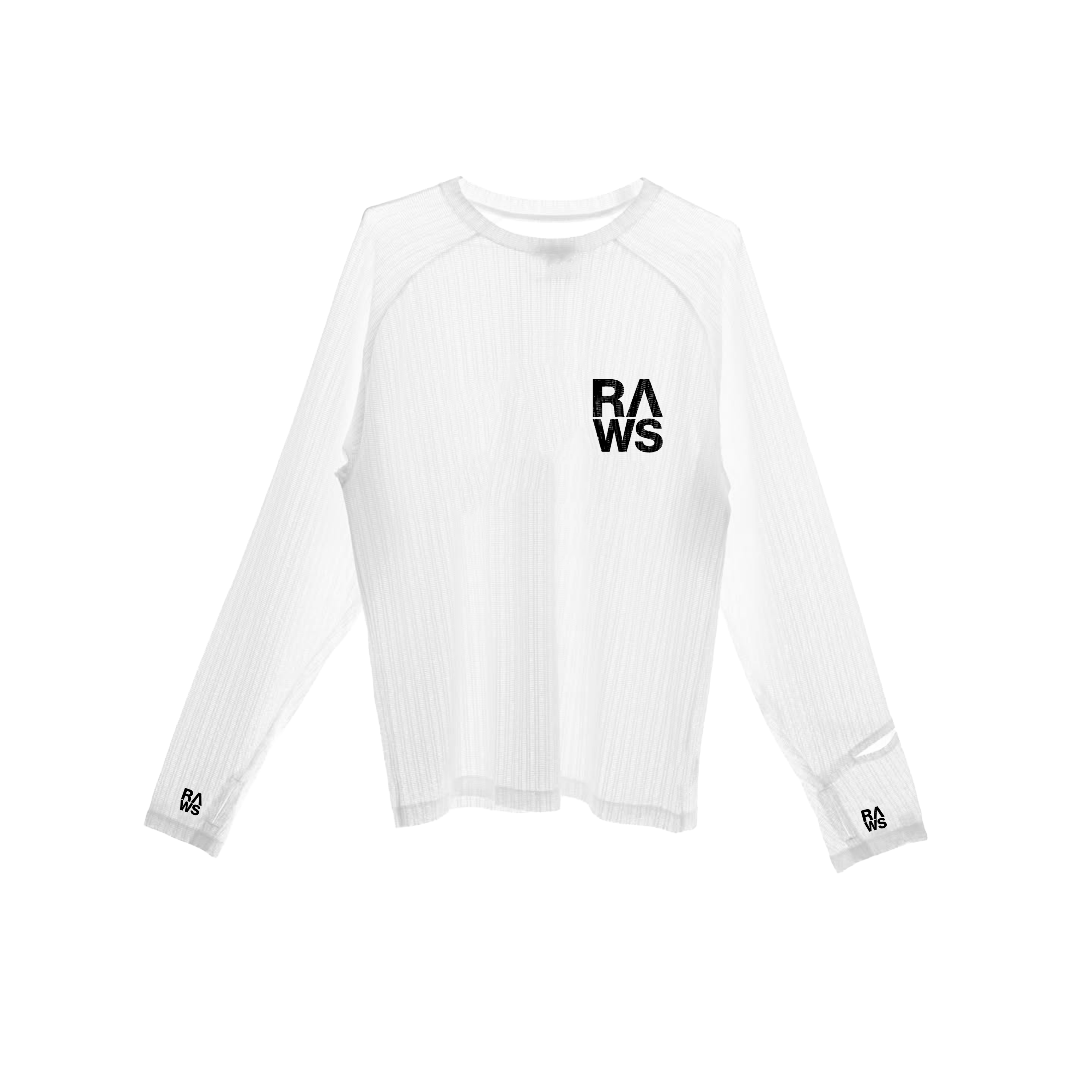 RAWS Men's Ribbed Base Layer Long Sleeve - White | High Performance Training