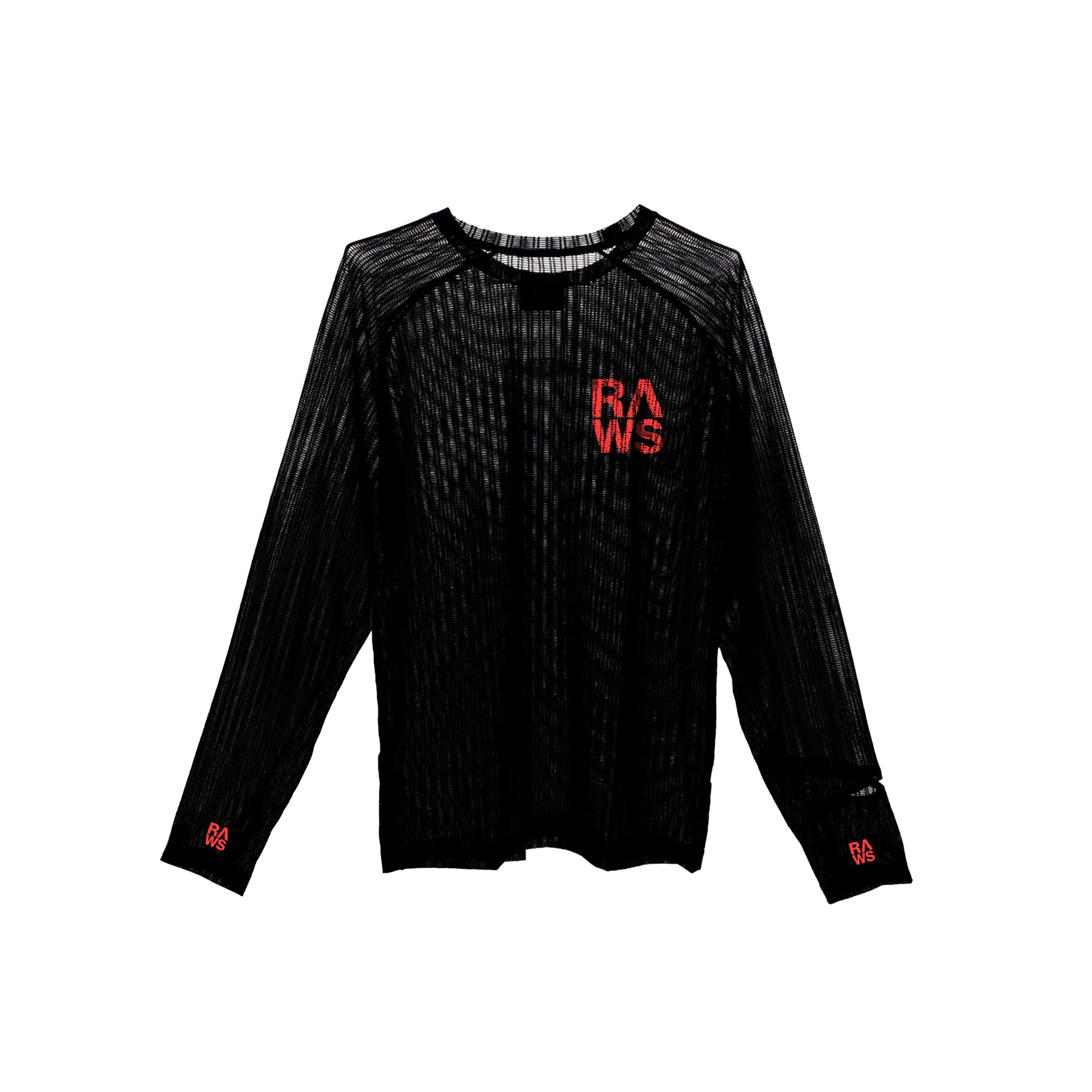 RAWS Men's Ribbed Long Sleeve - Black / Red | High Performance Training