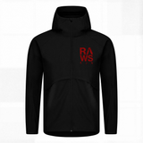 RAWS RUNNING HOODED SHELL WINDBREAKER JACKET  : BLACK / RED
