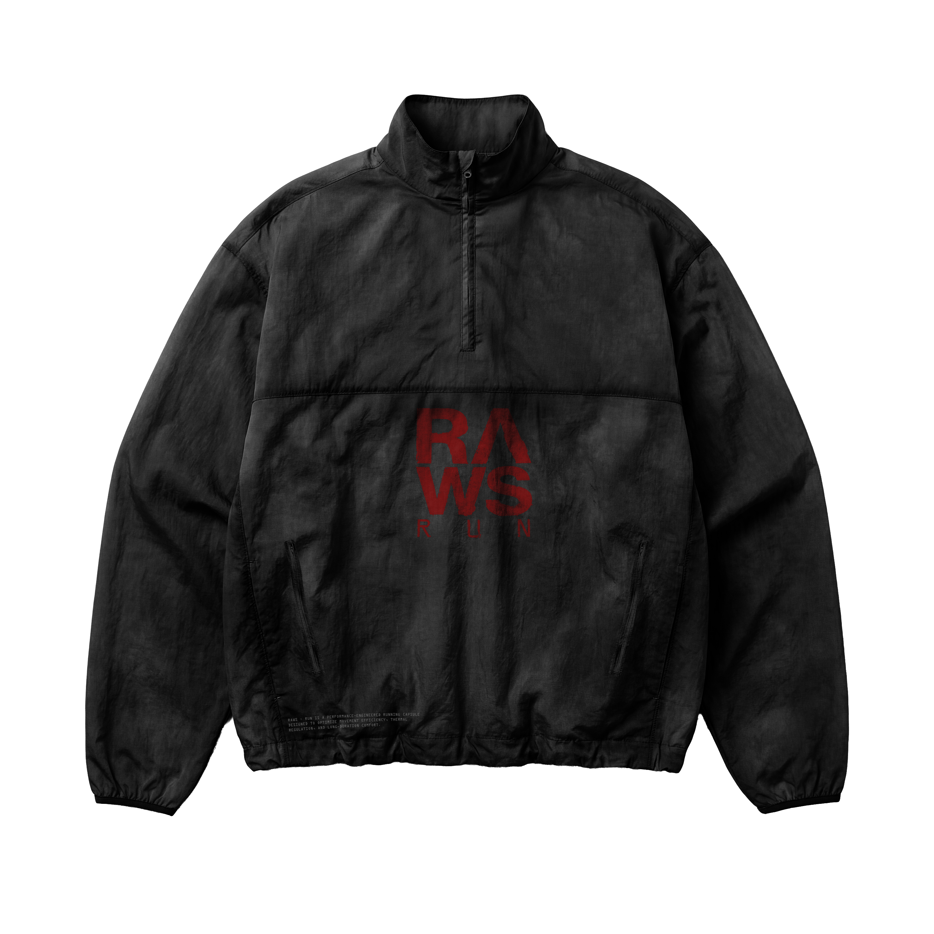 RAWS RUNNING SHELL WINDBREAKER JACKET  : BLACK / RED