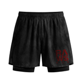 RAWS RUNNING COMPRESSION SHORTS  : BLACK / RED