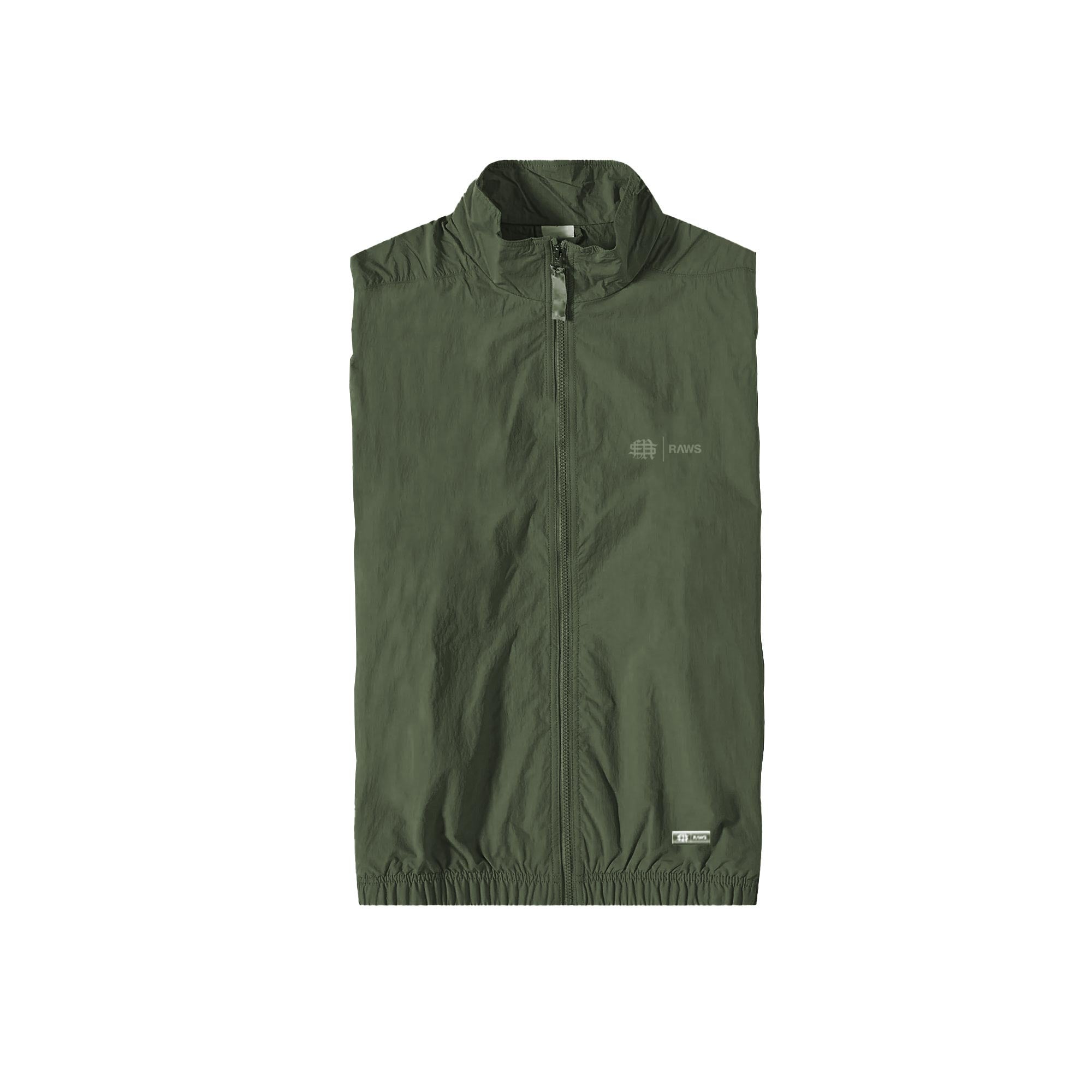 RAWS Warm Up Track Vest : Khaki Green