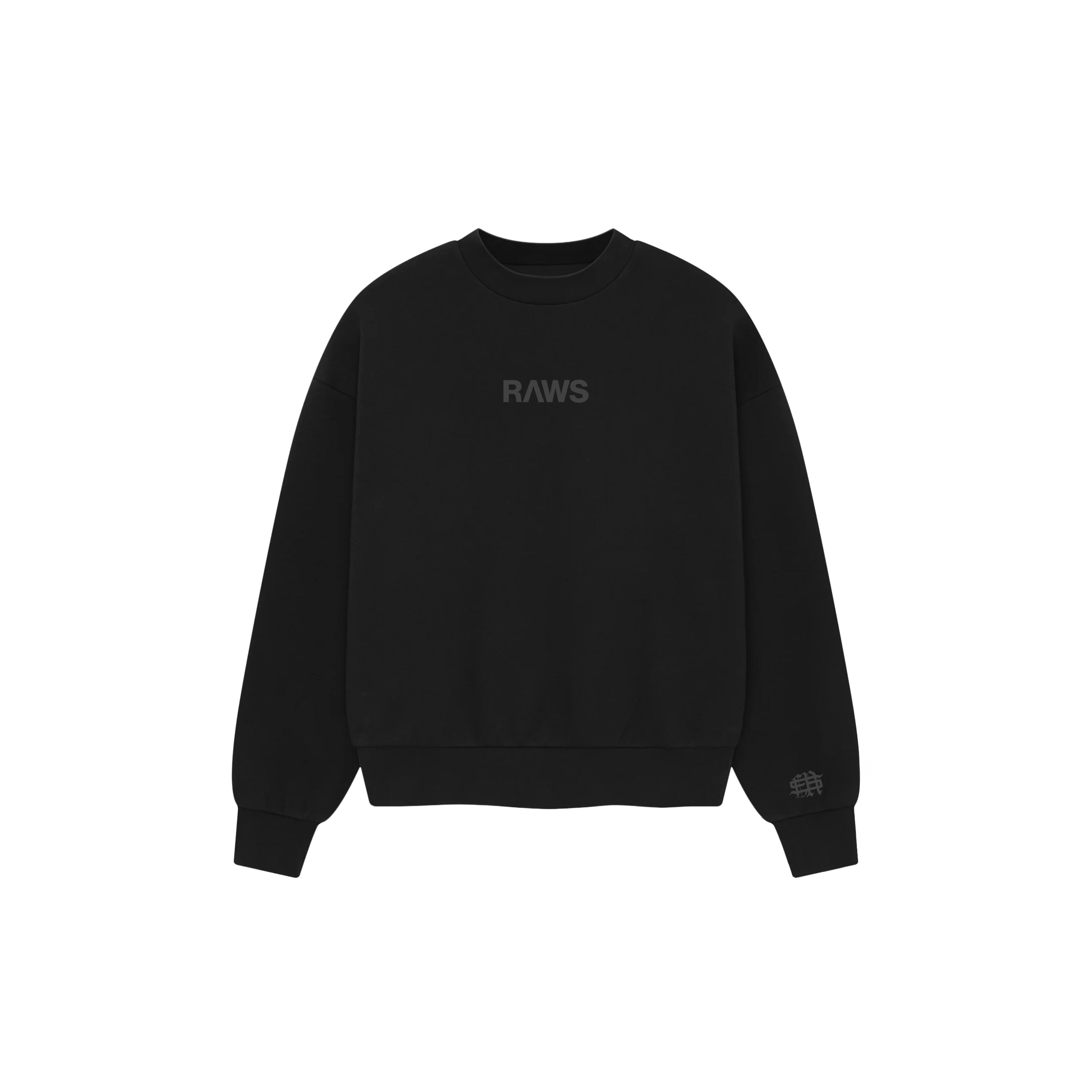 RAWS ESSENTIALS+ CREW SWEATER : BLACK
