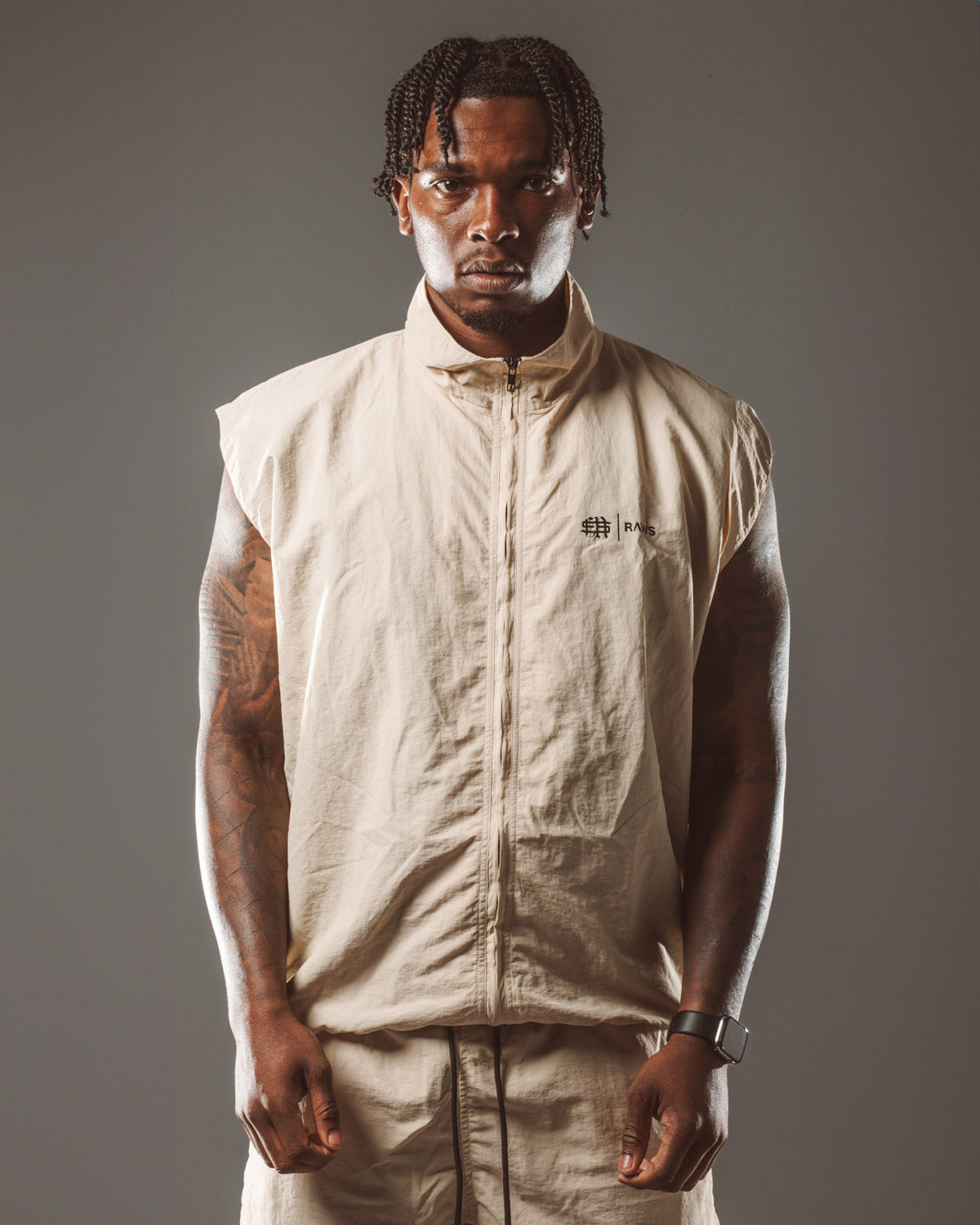 RAWS Warm Up Track Vest : Sand