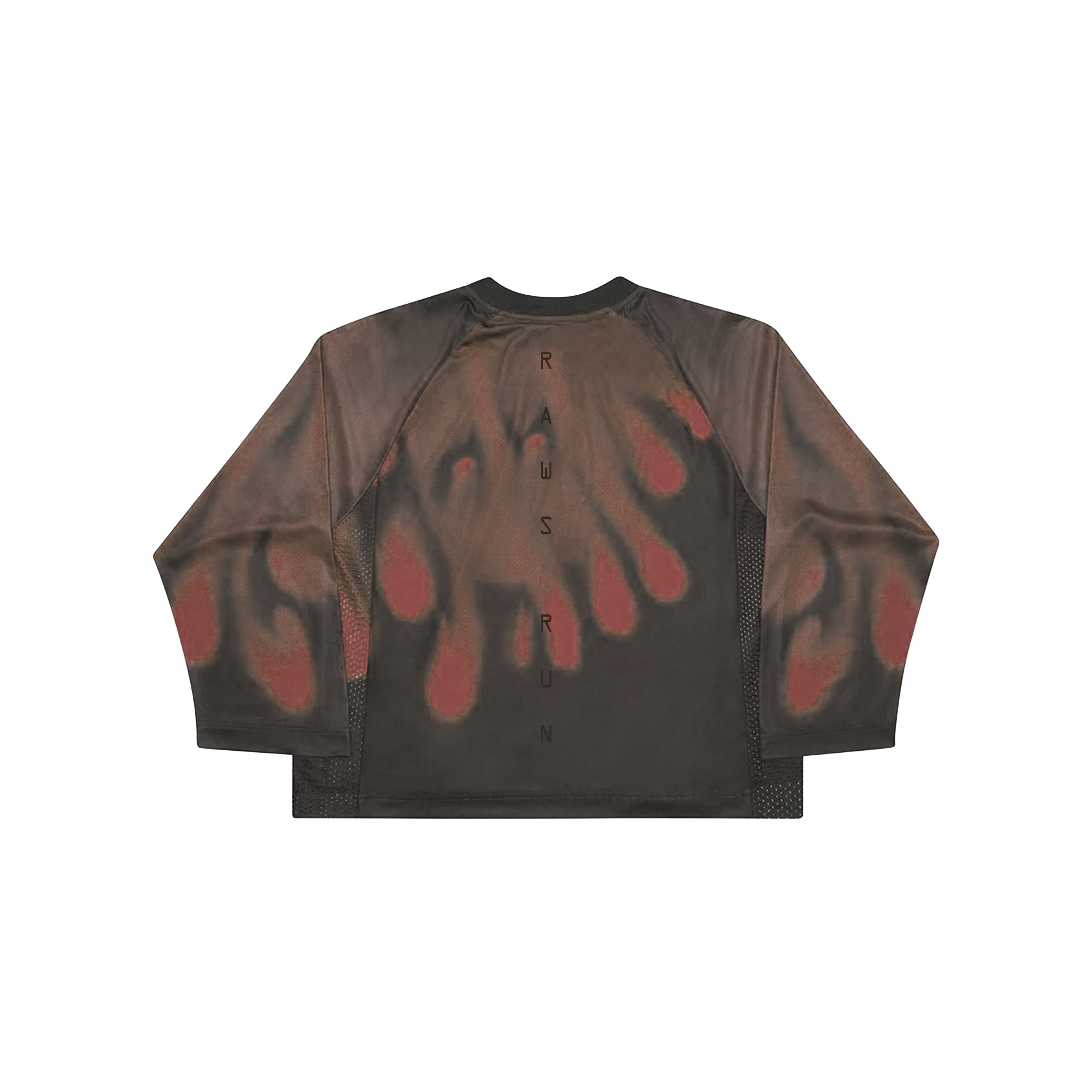 RAWS RUNNING WARM UP LONG SLEEVE T-SHIRT : BLACK / RED