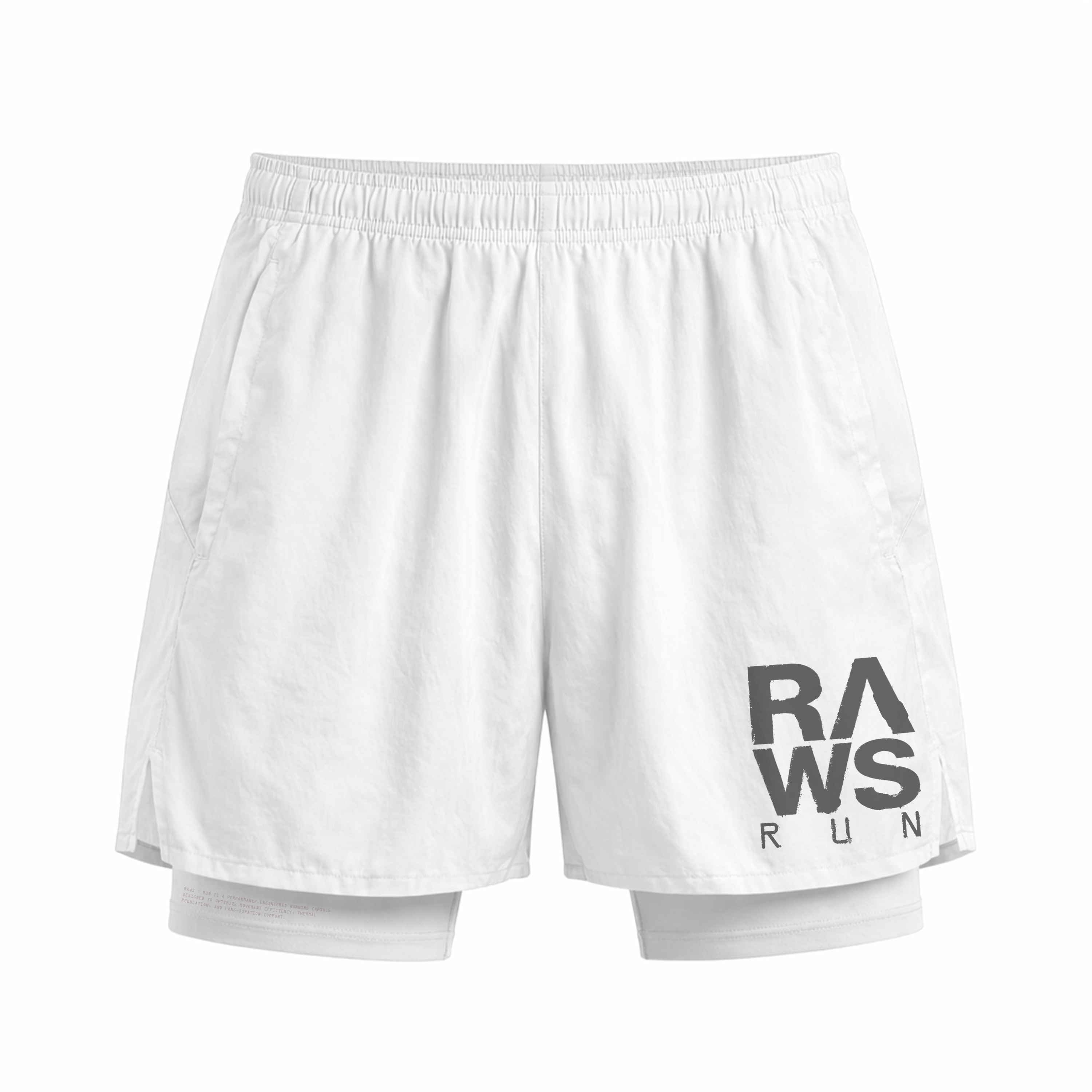 RAWS RUNNING COMPRESSION SHORTS  : WHITE / BLACK
