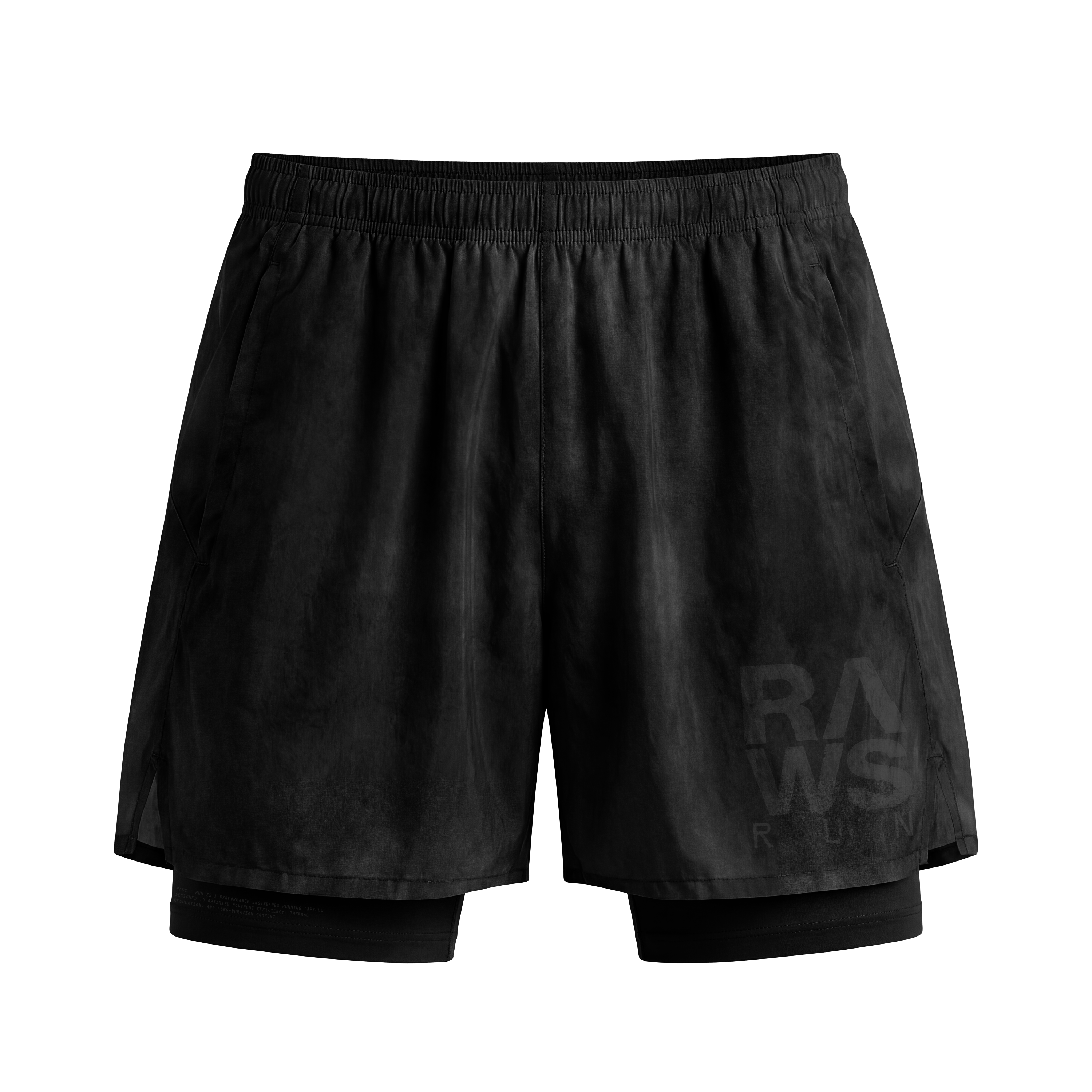 RAWS RUNNING COMPRESSION SHORTS  : BLACK / BLACK
