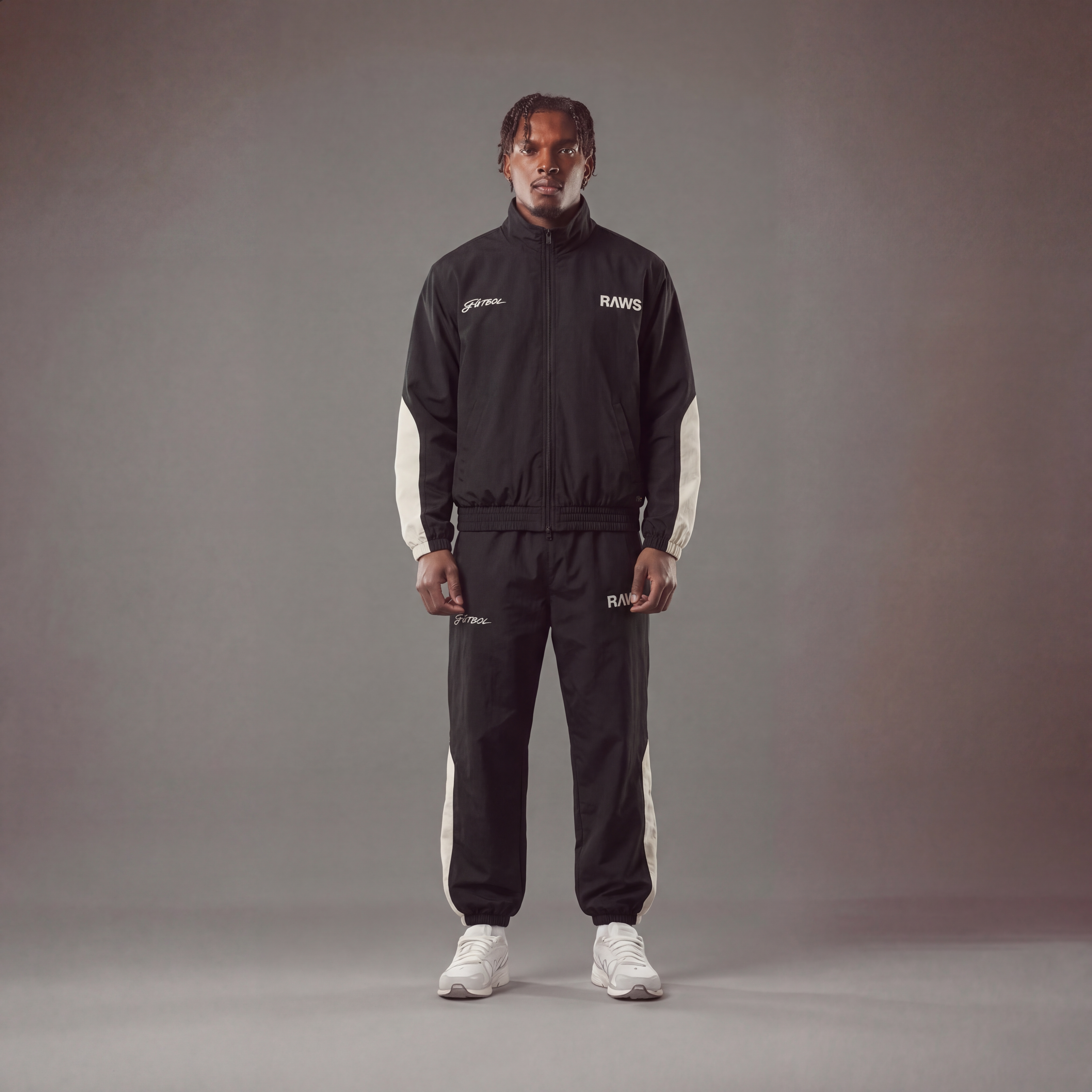 RAWS FUTBOL NYLON TRACKSUIT PANTS : BLACK
