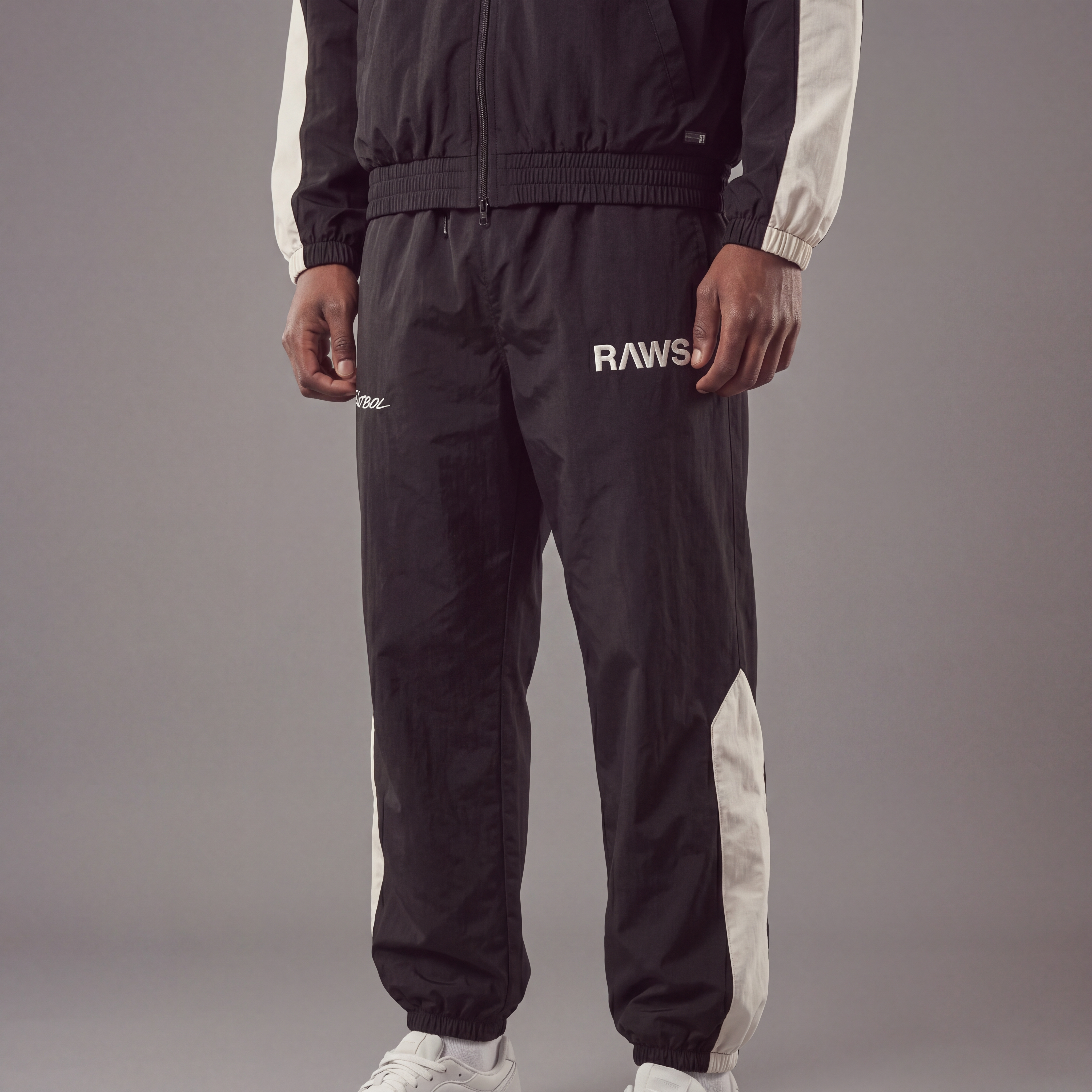 RAWS FUTBOL NYLON TRACKSUIT PANTS : BLACK