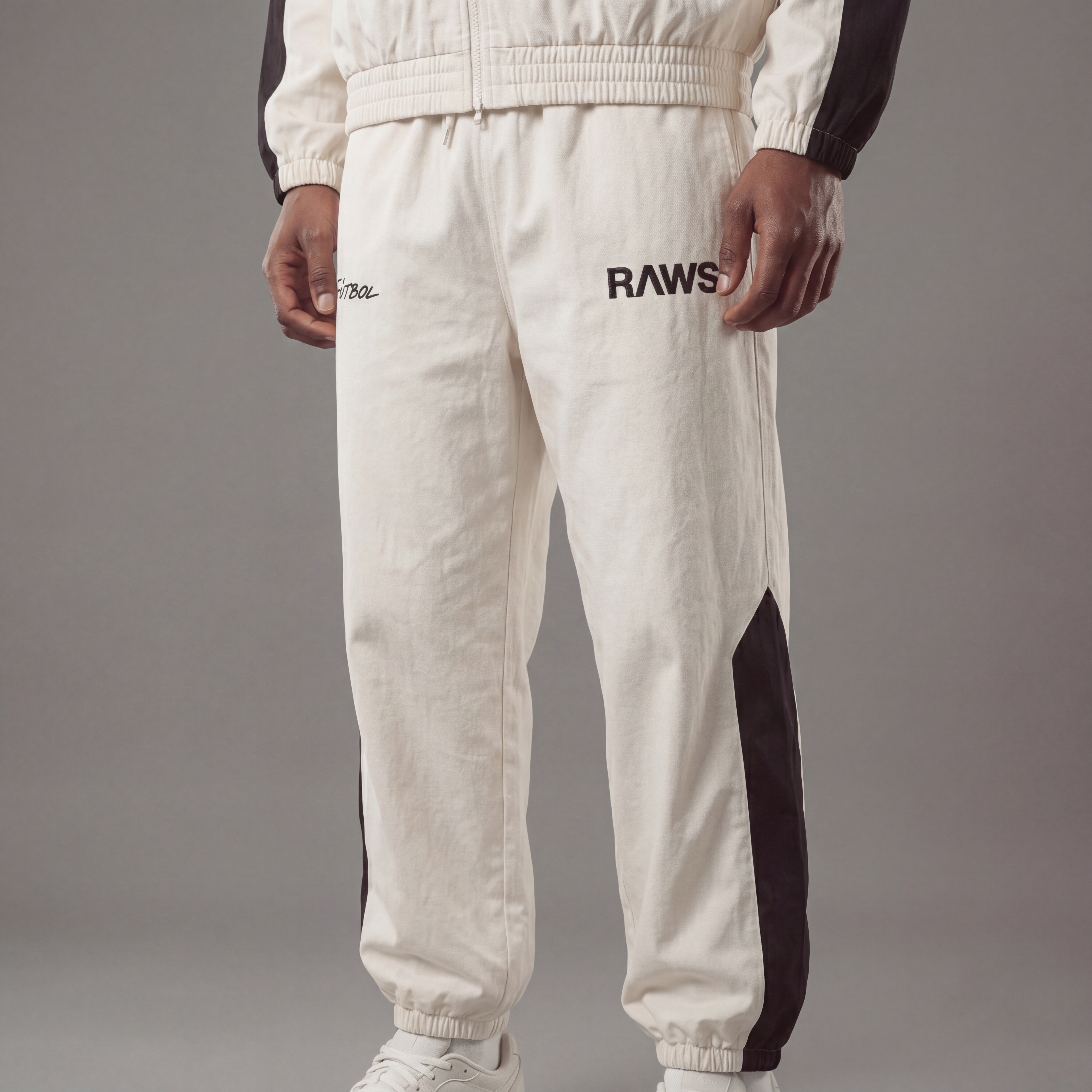 RAWS FUTBOL NYLON TRACKSUIT PANTS : CREAM