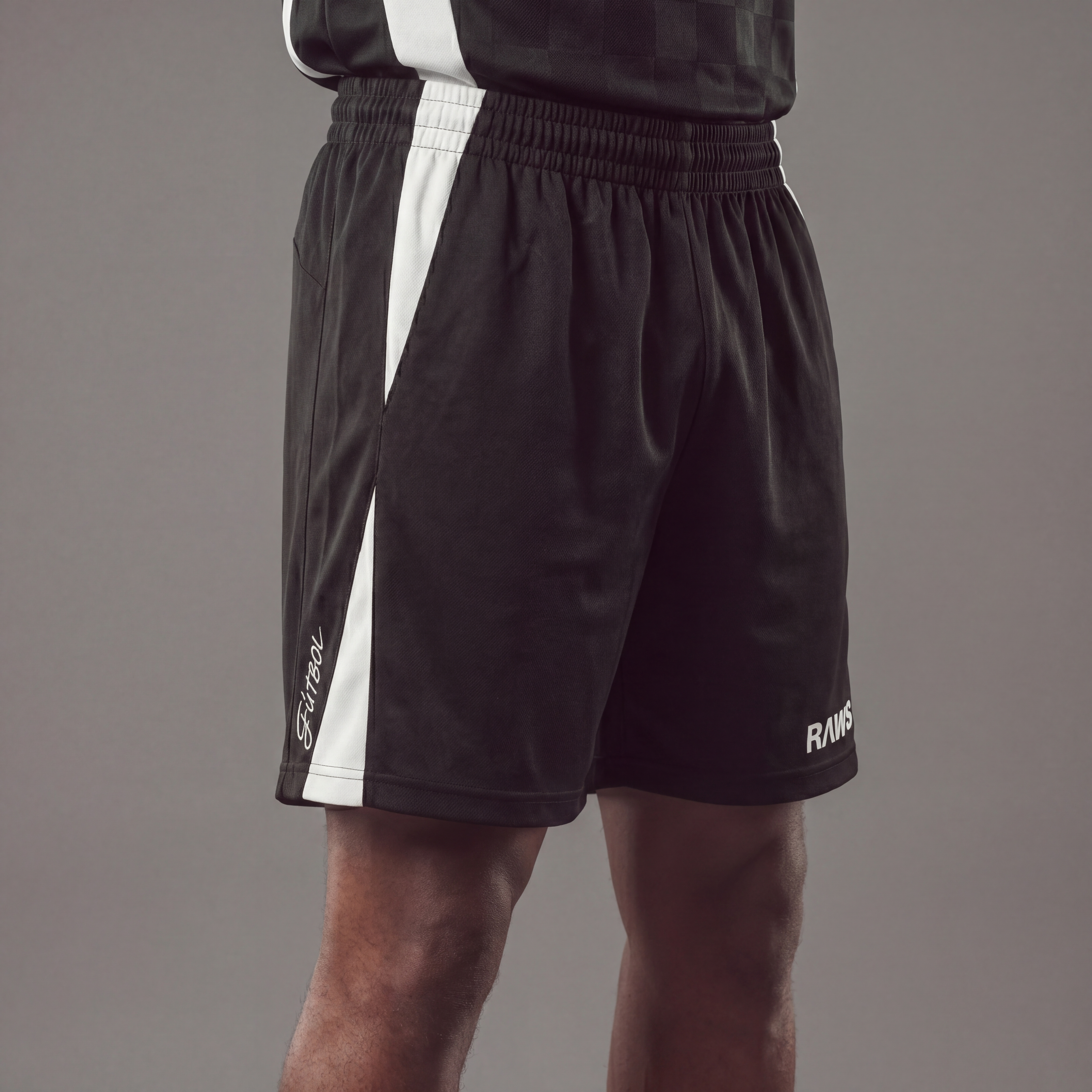 RAWS FUTBOL SOCCER SHORTS : BLACK