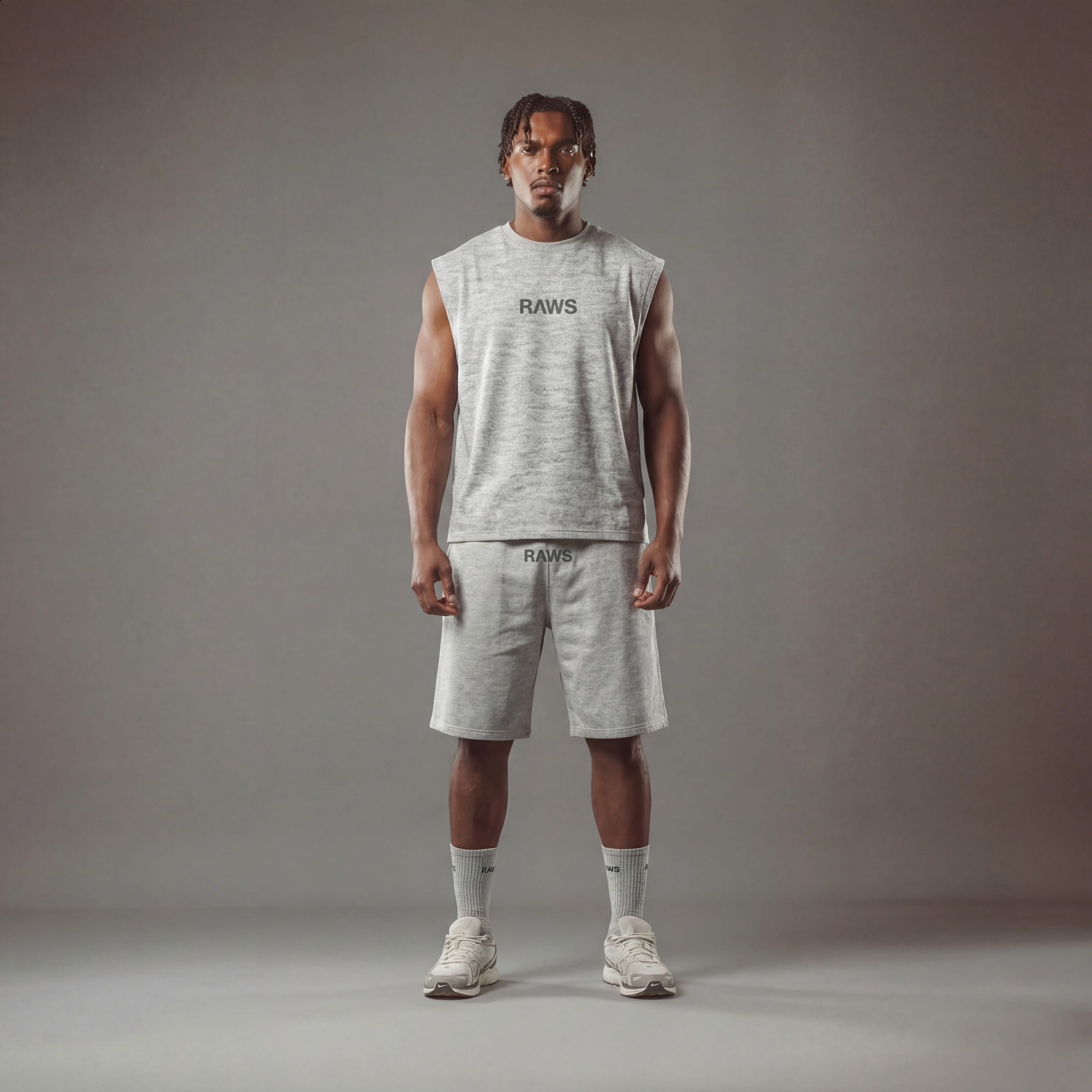 RAWS ESSENTIALS+ SLEEVELESS T-SHIRT : GREY