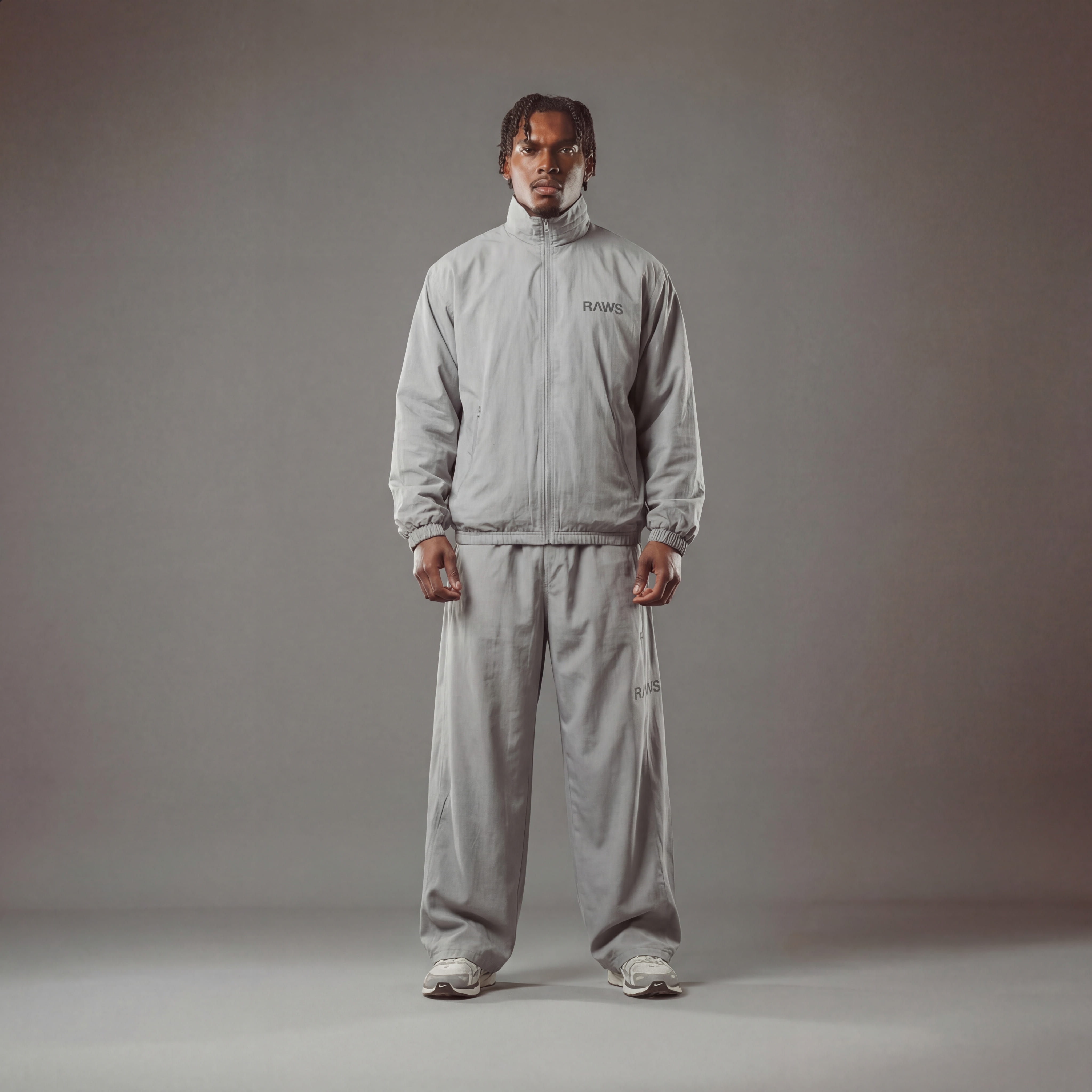 RAWS ESSENTIALS+ NYLON TRACKSUIT PANTS : GREY