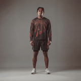 RAWS RUNNING WARM UP LONG SLEEVE T-SHIRT : BLACK / RED