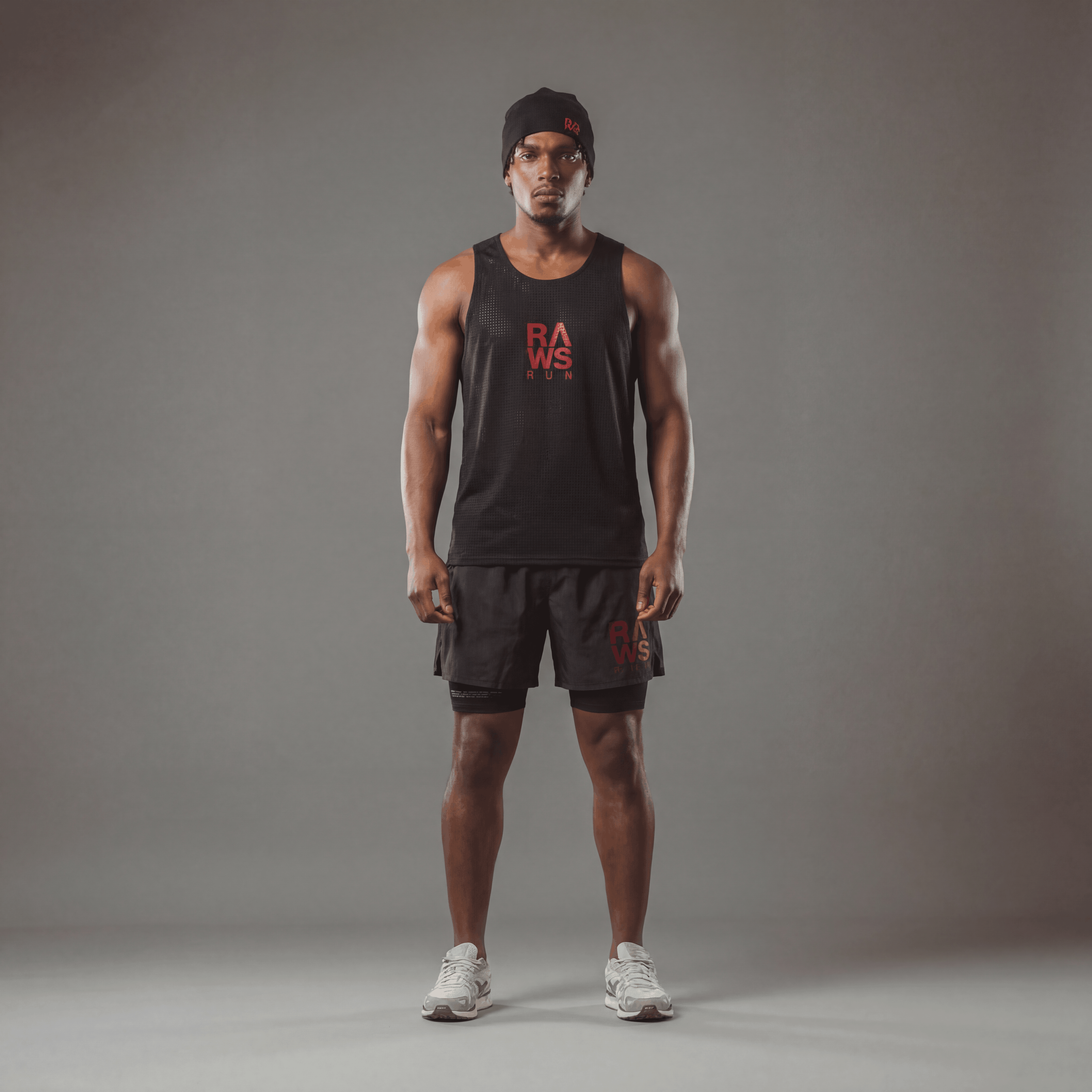 RAWS MESH RUNNING VEST : BLACK / RED