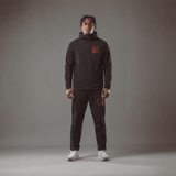 LAUFWINDJACKE MIT KAPUZE : SCHWARZ / ROT