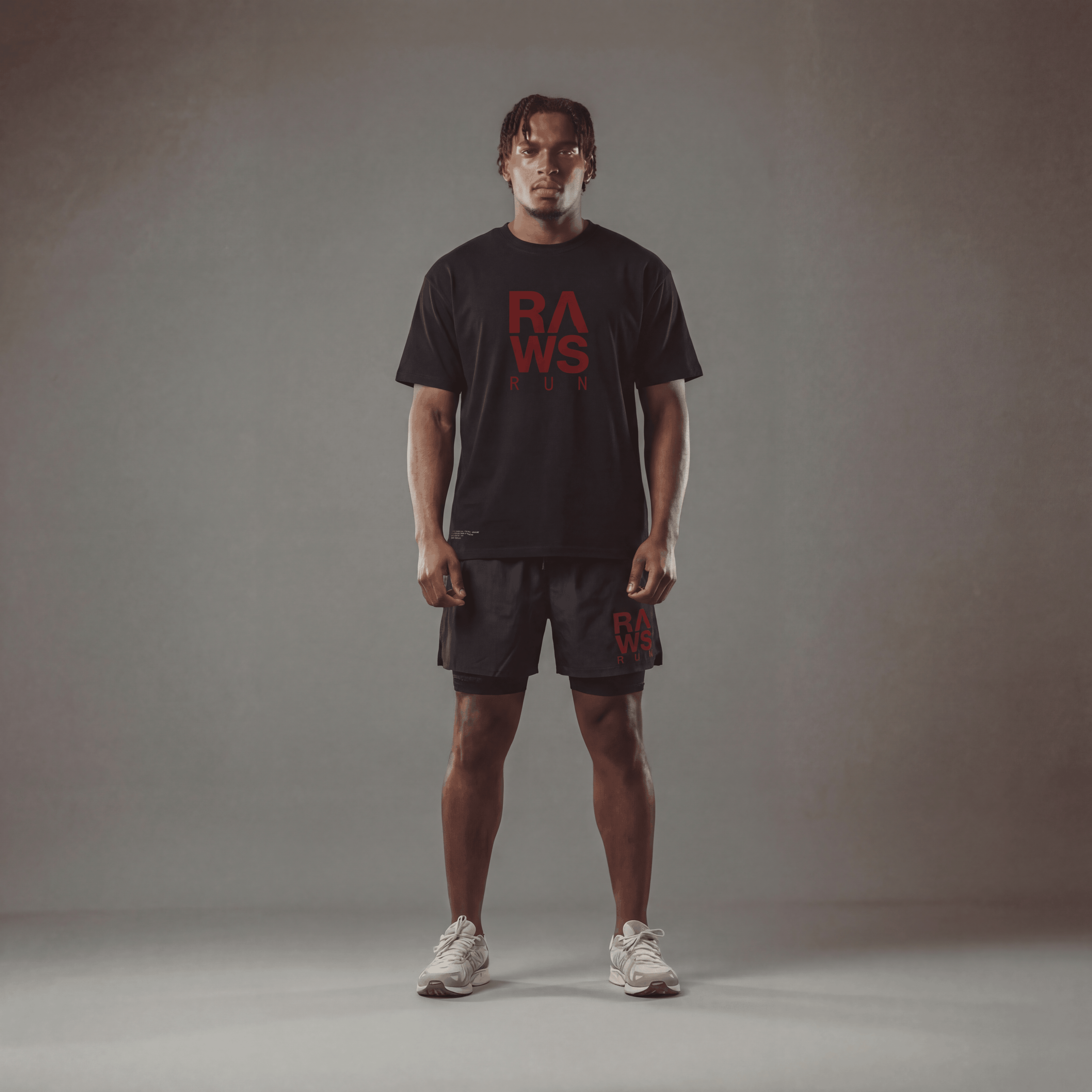 RAWS RUNNING T-SHIRT : BLACK / RED