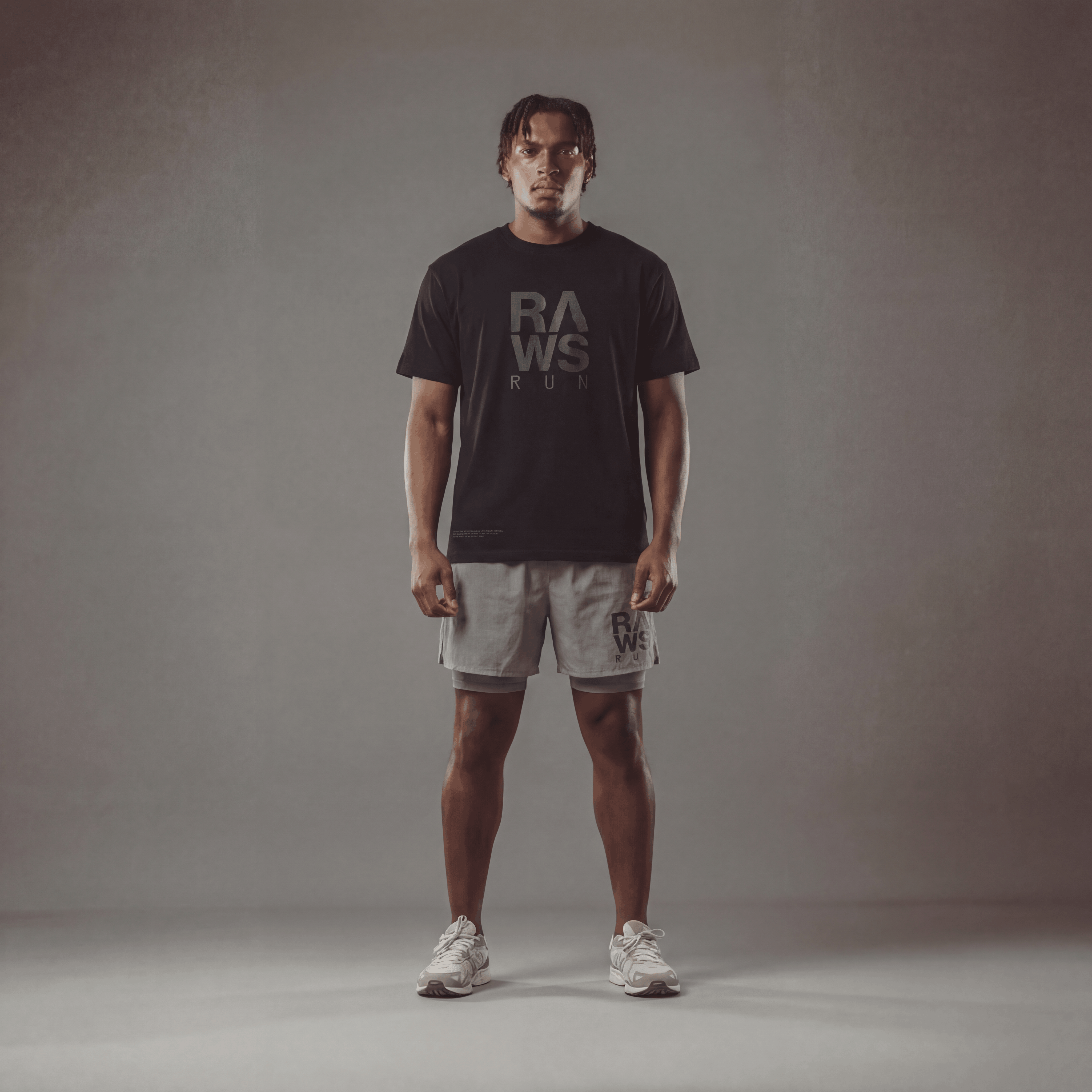 RAWS RUNNING T-SHIRT : BLACK / GREY