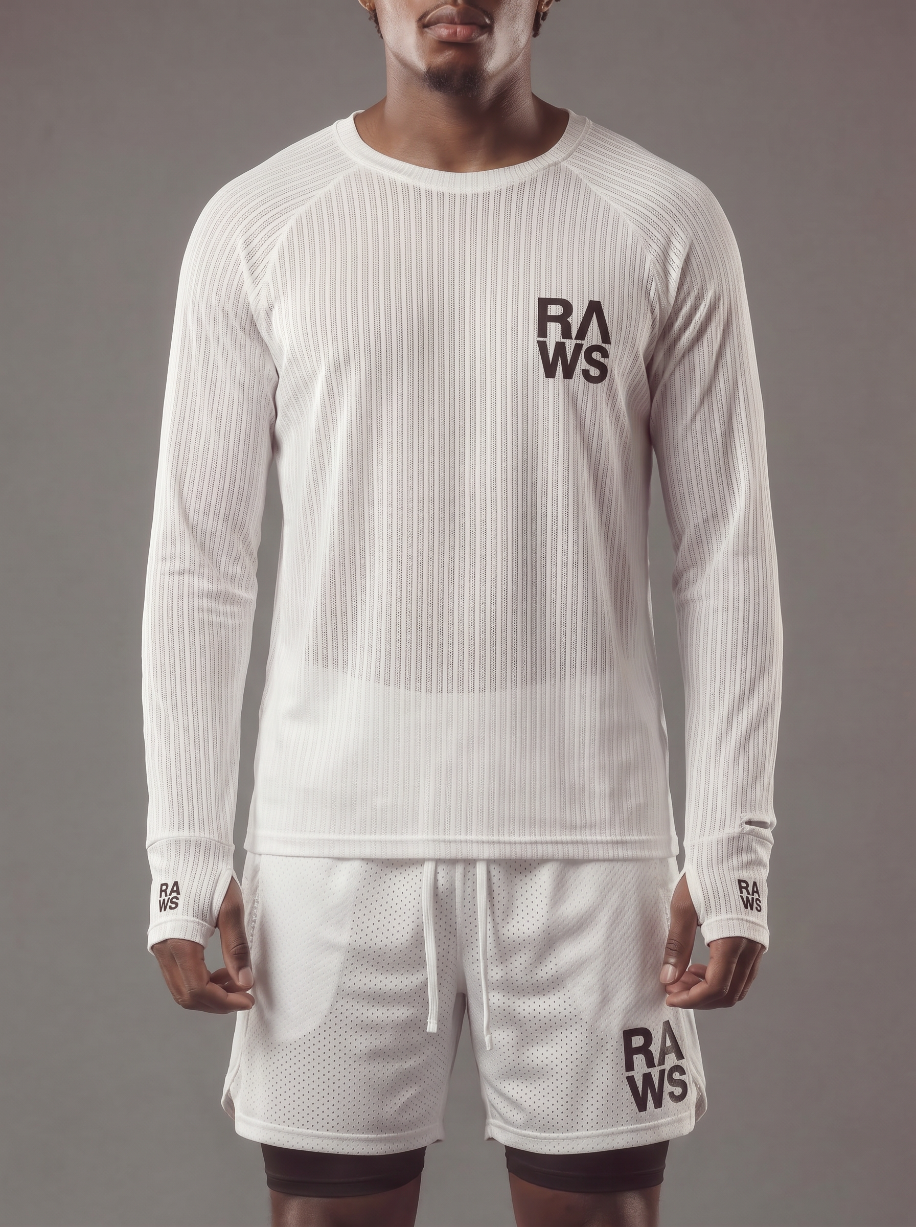 RAWS Men's Ribbed Base Layer Long Sleeve - White | High Performance Training