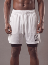 RAWS Men's 2-in-1 Training Shorts - White | High Performance Training