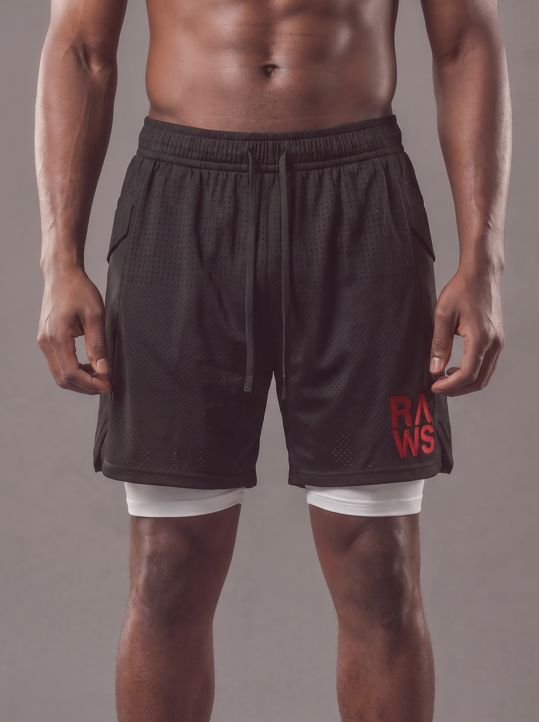 RAWS Men's 2-in-1 Training Shorts - Black / Red | High Performance Training