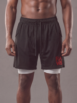 RAWS Men's 2-in-1 Training Shorts - Black / Red | High Performance Training