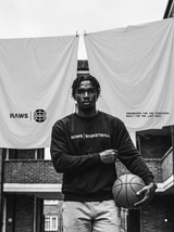 RAWS Basketball black Off-Court Crew Sweatshirt with grey joggers