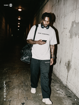 RAWS Basketball grey Off-Court T-Shirt and black Joggers, travel day