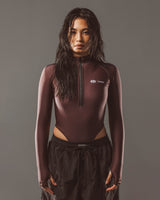 RAWS Womens Zip Bodysuit : Brown